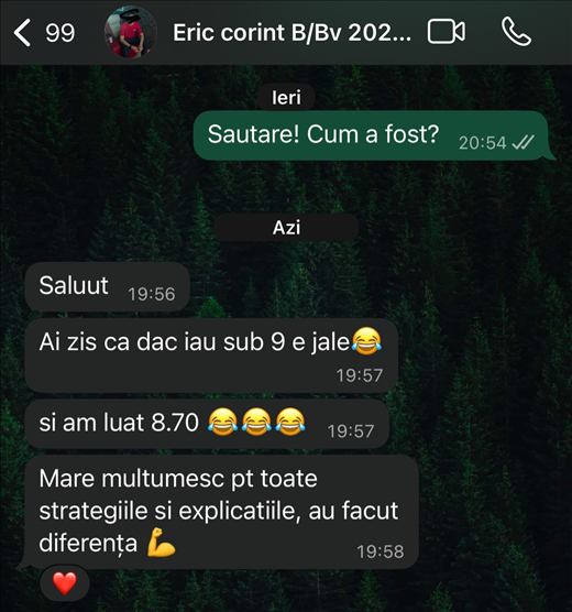 Mesaj de la un elev care a intrat la Medicină