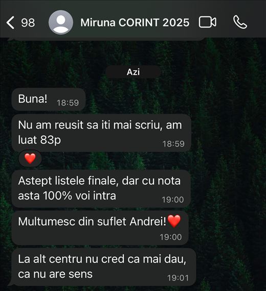 Mesaj de la un elev care a intrat la Medicină