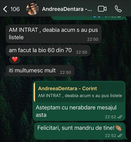 Mesaj de la un elev care a intrat la Medicină
