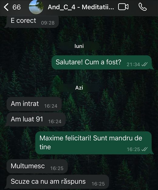 Mesaj de la un elev care a intrat la Medicină