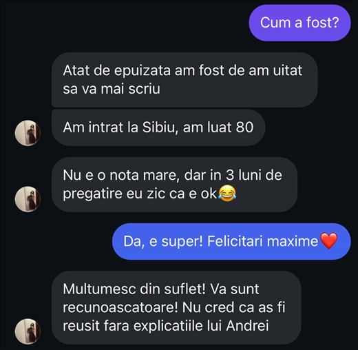 Mesaj de la un elev care a intrat la Medicină