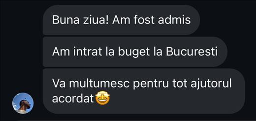 Mesaj de la un elev care a intrat la Medicină