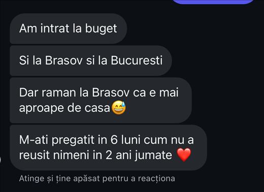 Mesaj de la un elev care a intrat la Medicină