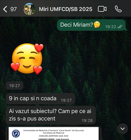 Mesaj de la un elev care a intrat la Medicină