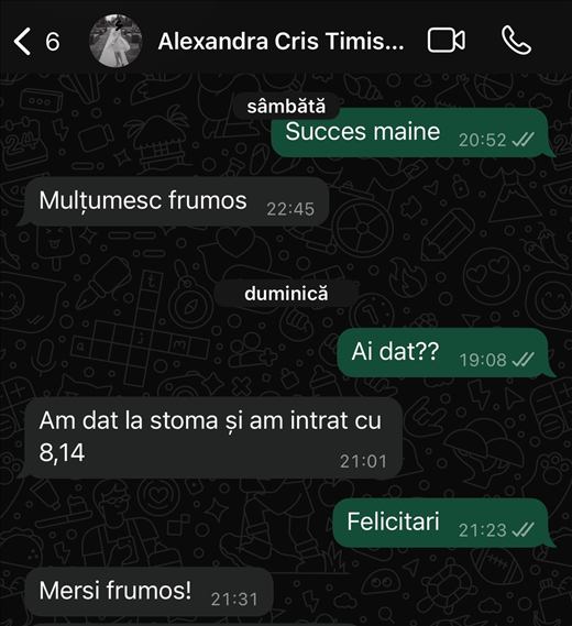 Mesaj de la un elev care a intrat la Medicină